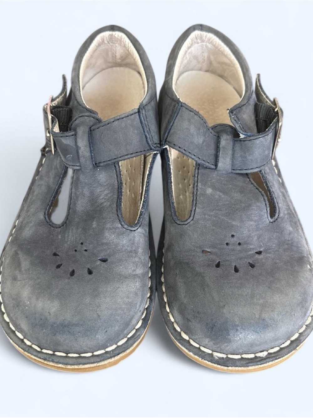 Vintage Willits Navy Blue T-Strap dress shoes with Buckle Closure
